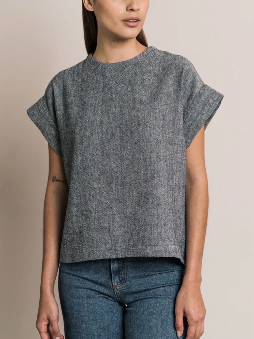 NWOT Francisco Cancino Linen Palenque Top neutral boxy size small - Picture 6 of 11